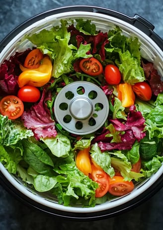 Salatschleuder um Gemüse nach dem Waschen zu trocknen