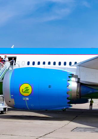 Uzairways airplane landed