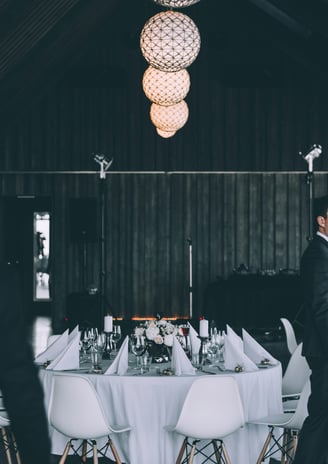 White table in a restaurant ready for guests