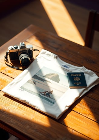 a camera and a passport on a table