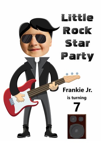 a cartoon style rock star party invitation