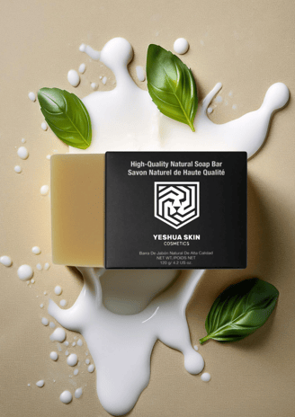 a soap bar with leaves