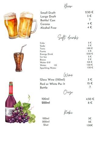 soda , wine , raki , ouzo The Sunset Drift tavern in Ksamil