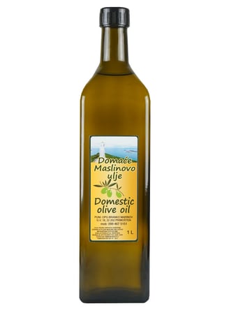 Bottle of extra virgin domestic olive oil from OPG Branko Marinov, Primošten, Croatia