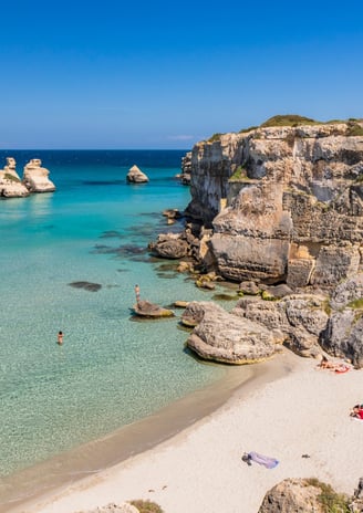 orre dell’Orso Beach, Puglia – A stunning coastal destination with fine sand, crystal-clear waters,
