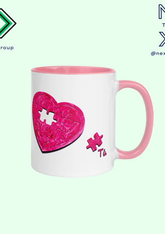 a mug cup of coffee mug with a pink heart