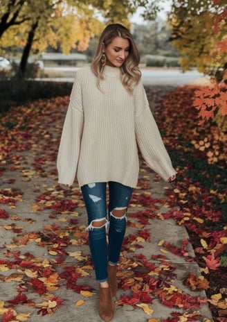 Suéter oversize con jeans y botines