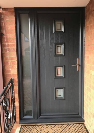 Ral 7016 composite door with side panel and enfield glass fitted in Southampton