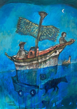 Peinture barque onirique