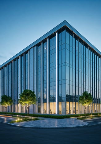 Smart-Building-Technologie, Moderne Architektur, Bürogebäude