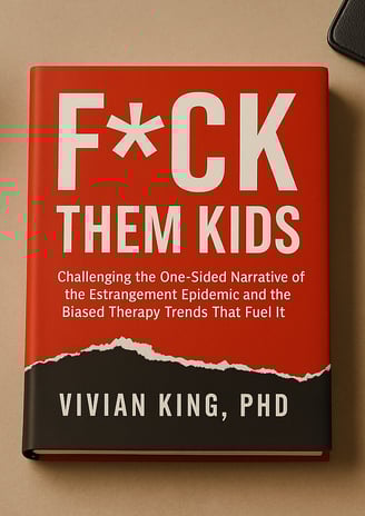 book cover of the book 'f them kids' by vivian king' with a cup of coffee and a laptop