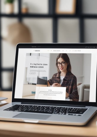 A laptop displaying the text 'Building Websites' sits on a wooden portable table in front of a brown sofa. Next to the laptop, there is a black mug placed on a white coaster. The setting suggests a cozy indoor environment suited for remote work or relaxation.