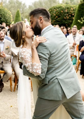 Editorial fine art wedding final kiss in South of France