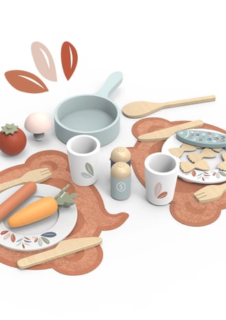 eco friendly dining set, wooden tea set, kids eco friendly toys
