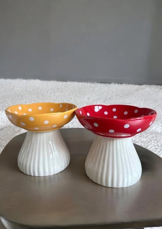 ceramic cat bowls, cute design cat bowls, small dog pet bowls, mushroom pet bowl