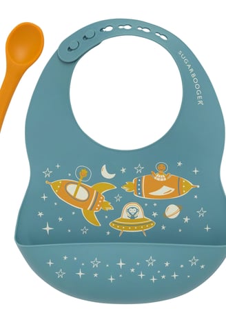 silicone bib and spoon feeding set for boys