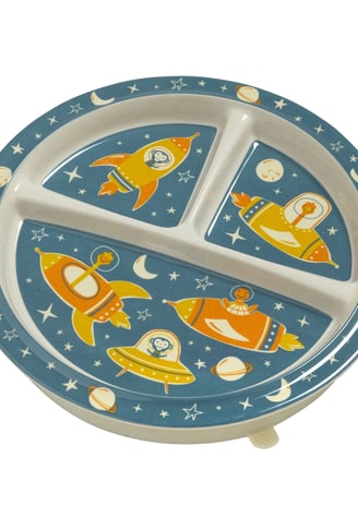 toddler suction plate with rocketship