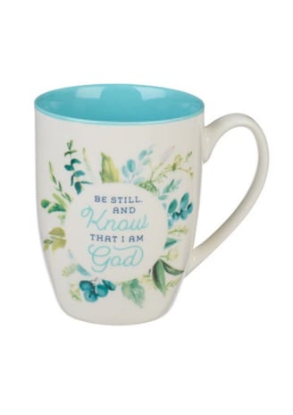 Blue Floral Mug with Bible Verse