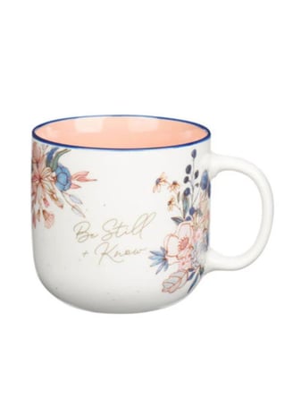 Peach Floral Ceramic Coffee Mug