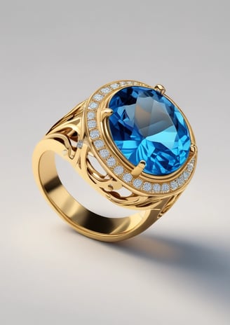 Jolie bague or et pierre fine bleue