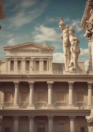 a statue of a woman holding a crown on top of a building