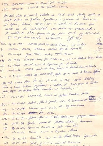 Página manuscrita com registros históricos de batismos e nomes de escravizados