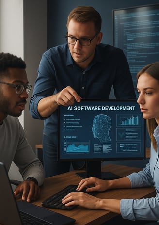 a man and woman working on a computer