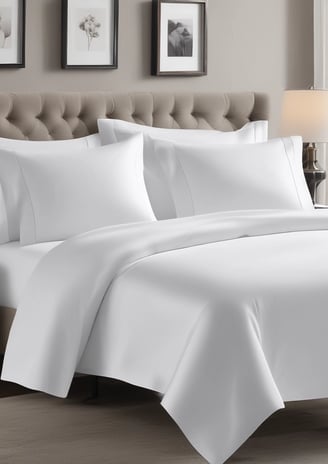 a bed with a white bedding and pillows