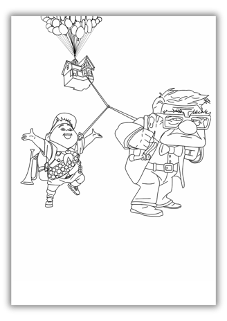 Up Floating House Coloring Sheets