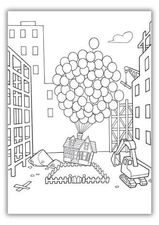 Up House With Balloons Coloring Page