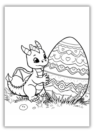 Cute Dragon Easter Coloring Pages