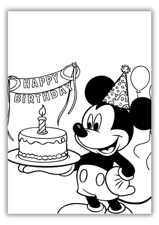 Mickey Mouse Happy Birthday Coloring