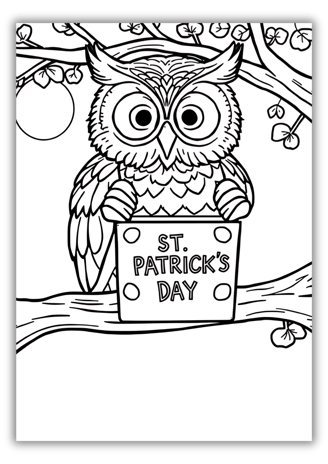 Cute Owl St Patricks Day Coloring Pages