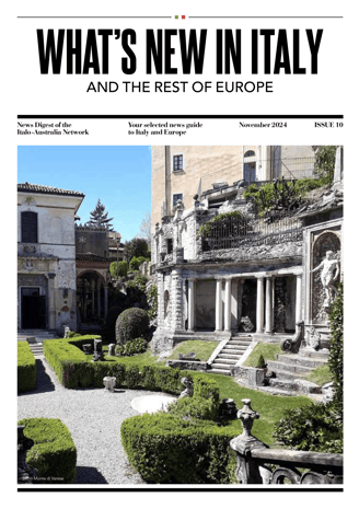What’s New In Italy November magazine cover with a view of a courtyard