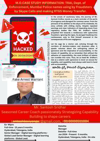 Victim Santhosh Sridhar TRAI Dept of Enforcement Skype Calls by Fraudsters