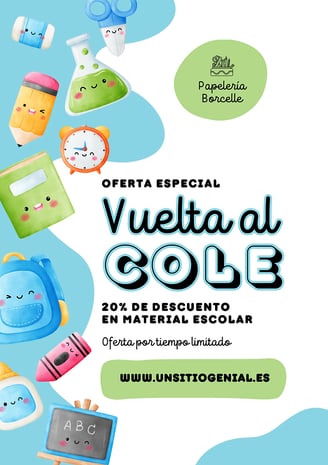 cartel para la vuelta al cole con materiales escolares