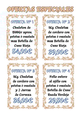 a menu of a restaurant with a menu for a special event