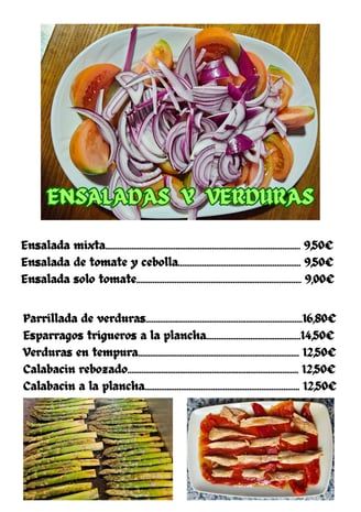 a menu card with a picture of a plate of food
