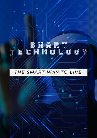 a person holding a smart phone with the words smart technology