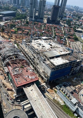 Aerial view of Bukit Chagar RTS station construction site