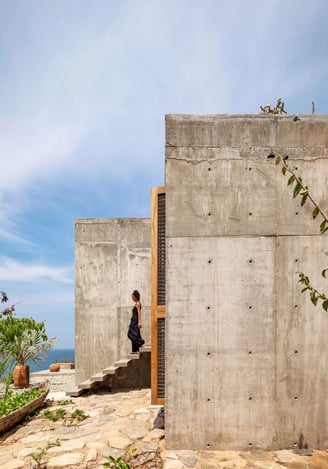 Concrete and wood biophilic designed house Rhodes Greece