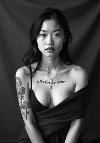 Neljä naista, neljä tarinaa kehopositiivisuudesta ja itsensä hyväksymisestä. Tekoälytaide | Voimaannuttavat muotokuvat | © Mu