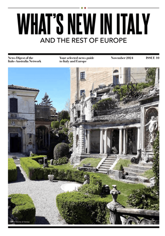 What’s New In Italy November magazine cover with a view of a courtyard
