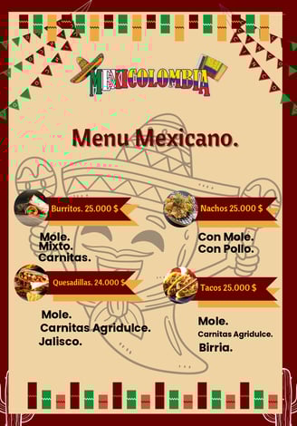 Menú Colombiano Restaurante Mexicolomiba Circasia Quindio