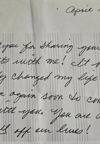 Letter From Lee Frick, Pianist