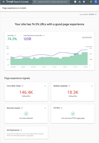 Page Experience Report in Google Search Console