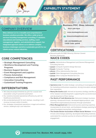 A capability statement for government contracting