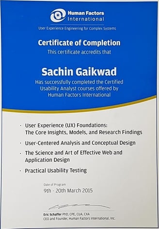 Training Completion Certificate in Certified Usability Analyst