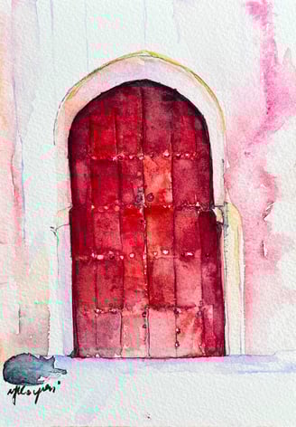 old moroccan doors in red