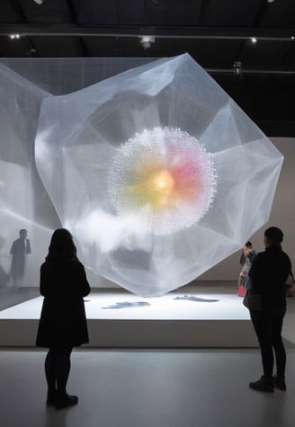 Instalação artística com luzes e projeções